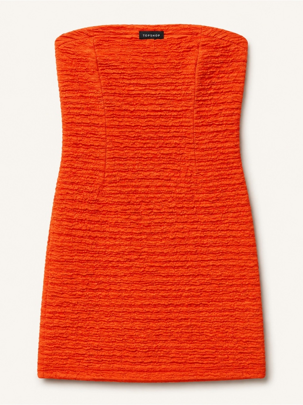 Topshop Orange Textured Strapless Bodycon Mini Dress Size 2